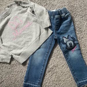 Like new baby gap Disney Minnie sweater and Minnie jeans size 3t